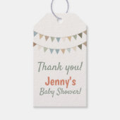 Gedempte pastel Bunting Dank u Baby shower Cadeaulabel (Voorkant)