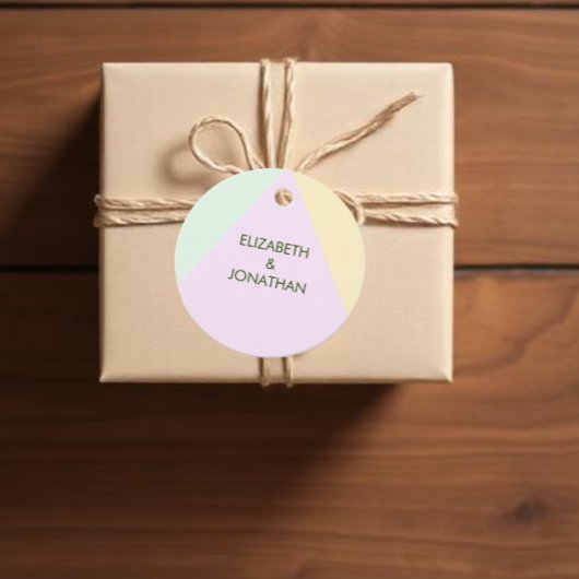 Gedempte Pastel Geometrische Bruiloft Bedankjes Labels