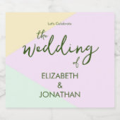 Gedempte Pastel Geometrische Bruiloft Sparkling Wijnetiket (Enkel label)
