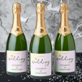 Gedempte Pastel Geometrische Bruiloft Sparkling Wijnetiket