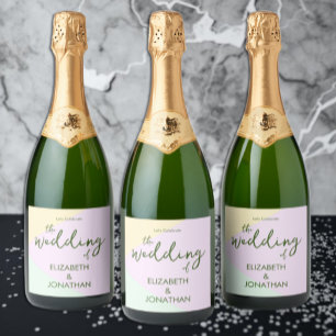 Gedempte Pastel Geometrische Bruiloft Sparkling Wijnetiket