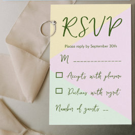 Gedempte Pastel Geometrische Trouwdag RSVP Kaartje