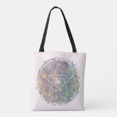 Gedempte Pastel Pentagram Heks Pagan Halloween Tote Bag (Achterkant)