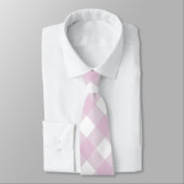 gedempte pastel roze witte gingham ruitprint stropdas (Gebonden)