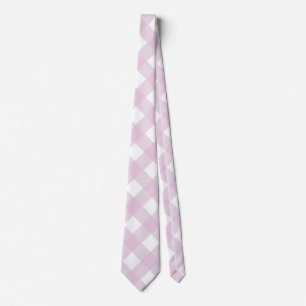 gedempte pastel roze witte gingham ruitprint stropdas