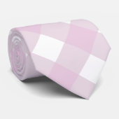 gedempte pastel roze witte gingham ruitprint stropdas (Opgerold)