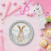 Gedempte Pastel Waterverf Bloemenkrans Pasen Papieren Bordje (Feest)