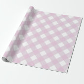 gedempte pastelroze witte gingham ruitprint cadeaupapier (Uitgerold)