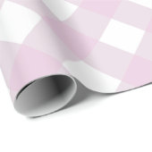 gedempte pastelroze witte gingham ruitprint cadeaupapier (Rol Hoek)