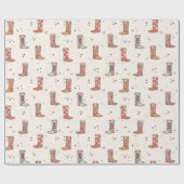Gedempte Pastels Kerstvakantie Westerne Laarzen Sc Cadeaupapier (Vlak)