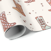 Gedempte Pastels Kerstvakantie Westerne Laarzen Sc Cadeaupapier (Rol Hoek)