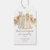 Gedempte perzik bloemen gepersonaliseerde lesbisch cadeaulabel (Voorkant)