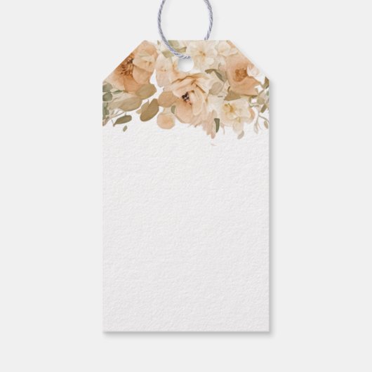 Gedempte perzik bloemen gepersonaliseerde lesbisch cadeaulabel (Achterkant)