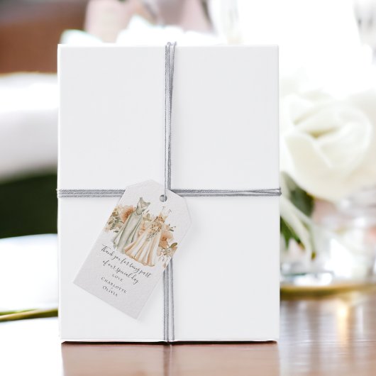 Gedempte perzik bloemen gepersonaliseerde lesbisch cadeaulabel