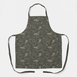 Gedempte Poinsettia Olijf All-Over Print Schort