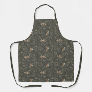 Gedempte Poinsettia Olijf All-Over Print Schort