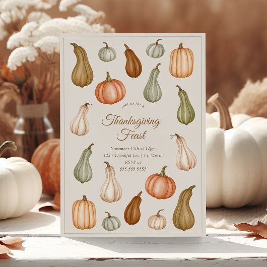Gedempte Pompoen en Pompoen Thanksgiving-diner Kaart