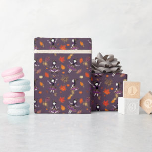 Gedempte pruim Halloween Kleine Heks Cadeaupapier