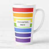 Gedempte Rainbow Striped Custom Name's Brew Latte Mok (Rechts)