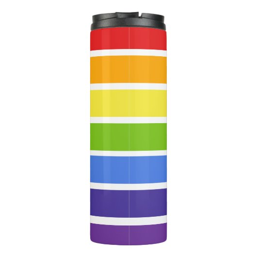 Gedempte Rainbow Striped Custom Name's Brew Thermosbeker (Achterkant)