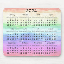 Gedempte regenboog kleuren ontwerp 2024 kalender M Muismat