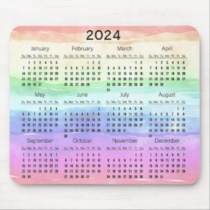 Gedempte regenboog kleuren ontwerp 2024 kalender M Muismat