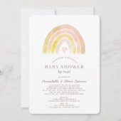Gedempte regenboog Waterverf roze Baby shower per  Kaart (Voorkant)
