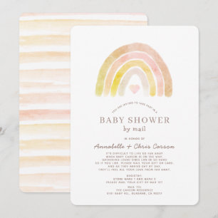 Gedempte regenboog Waterverf roze Baby shower per  Kaart