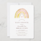 Gedempte Regenboog Waterverf Roze Meisje Baby show Kaart (Voorkant)