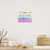 Gedempte regenboogkleuren ontwerp 2024 kalenderpos poster (Keuken)