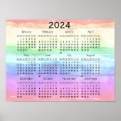 Gedempte regenboogkleuren ontwerp 2024 kalenderpos poster (Voorkant)