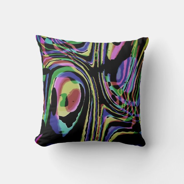 Gedempte regenboogkleuren wervelend labyrintontwer kussen (Voorkant)