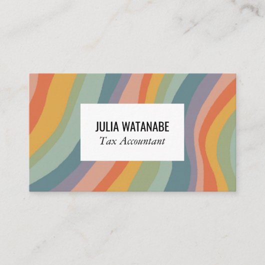 Gedempte regenboogstrepen QR-code Social Media Chi Visitekaartje (Voorkant)