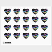 Gedempte regenboogvlinders op zwart hart sticker (Vel)