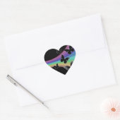 Gedempte regenboogvlinders op zwart hart sticker (Envelop)