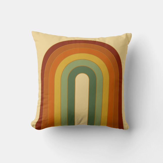 Gedempte Retro Rainbow Beige Kussen (Voorkant)