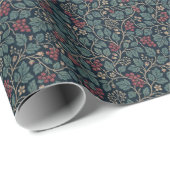 Gedempte rode bes en groen blad  cadeaupapier (Rol Hoek)
