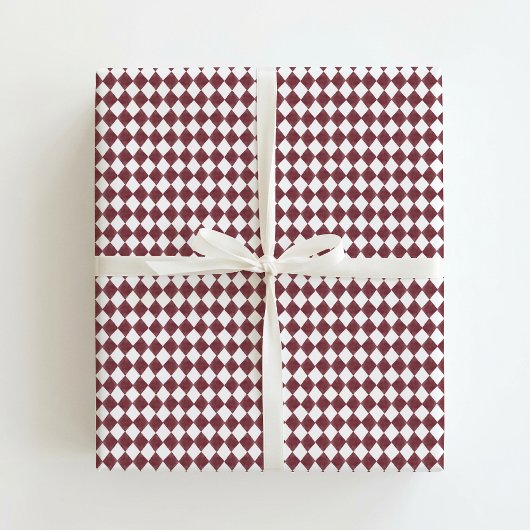 Gedempte rode diamantpatroon inpakpapier