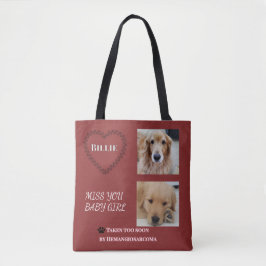 Gedempte rode dubbelzijdige eerbetoon voor huisdie tote bag