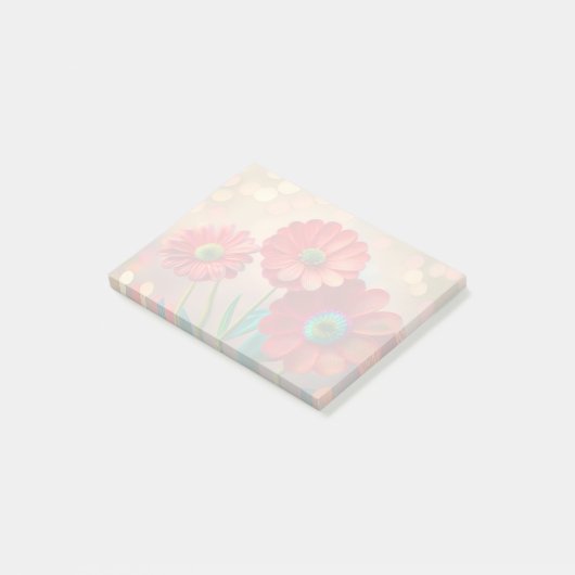 Gedempte rode madeliefjesbloemen post-it® notes (Schuin)