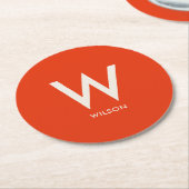 Gedempte rode monogram persoonlijke feestje ronde kartonnen onderzetter (Gebogen)