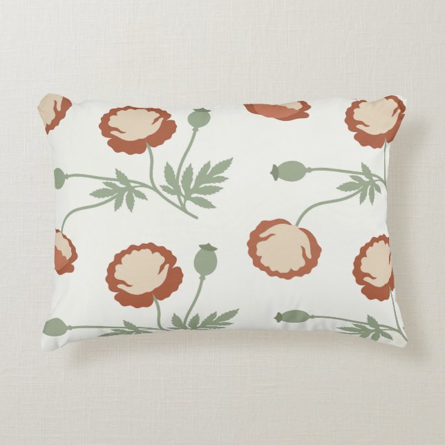 Gedempte Roest Poppy Bloemaccent Kussen (Voorkant)