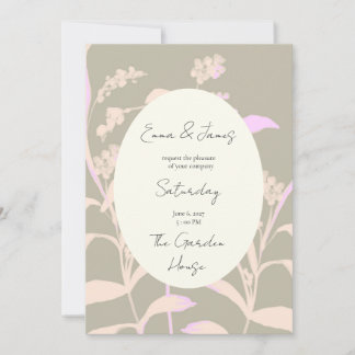 Gedempte roestige salie pastel roze bloemranken bl kaart