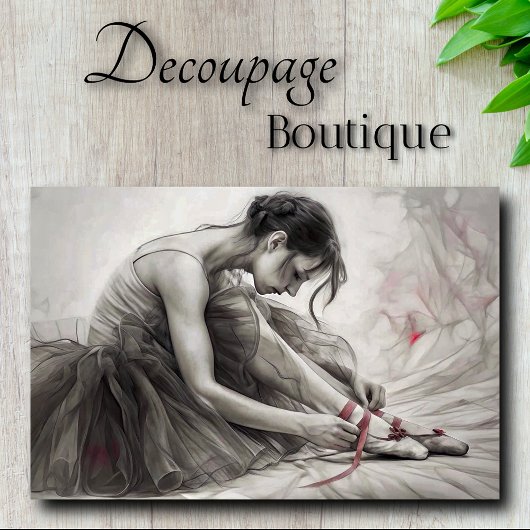 Gedempte Rood Ballerina Schets Decoupage Tissuepapier