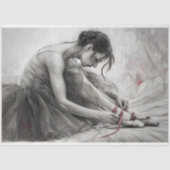Gedempte Rood Ballerina Schets Decoupage Tissuepapier (Voorkant)