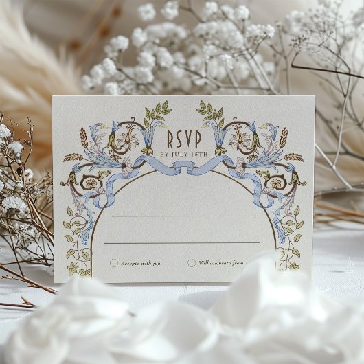 Gedempte Royal Victoriaans Bruiloft RSVP  Florals Kaart