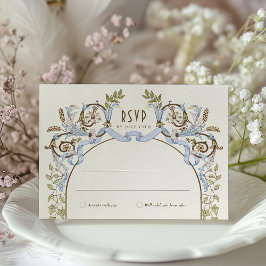 Gedempte Royal Victoriaans Bruiloft RSVP  Florals Kaart