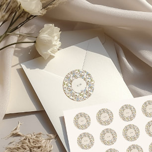 Gedempte Royal Victoriaans Elegant Bloemen Bruilof Ronde Sticker