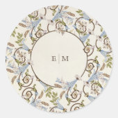 Gedempte Royal Victoriaans Elegant Bloemen Bruilof Ronde Sticker (Voorkant)