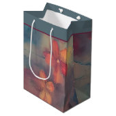 Gedempte roze bloemen middelgrote cadeautas (Voorkant Gekanteld)